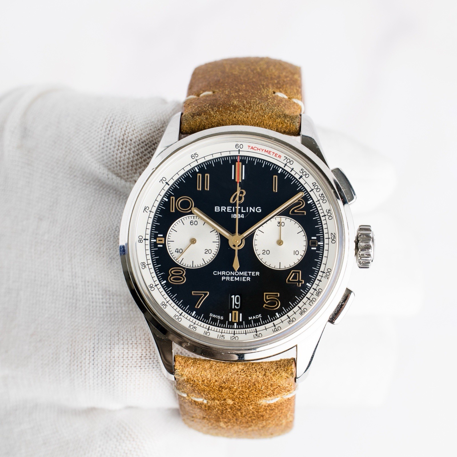 Breitling Premier B01 Chrono Norton SS auto 42mm Strap Watch AB0118A21B1X2