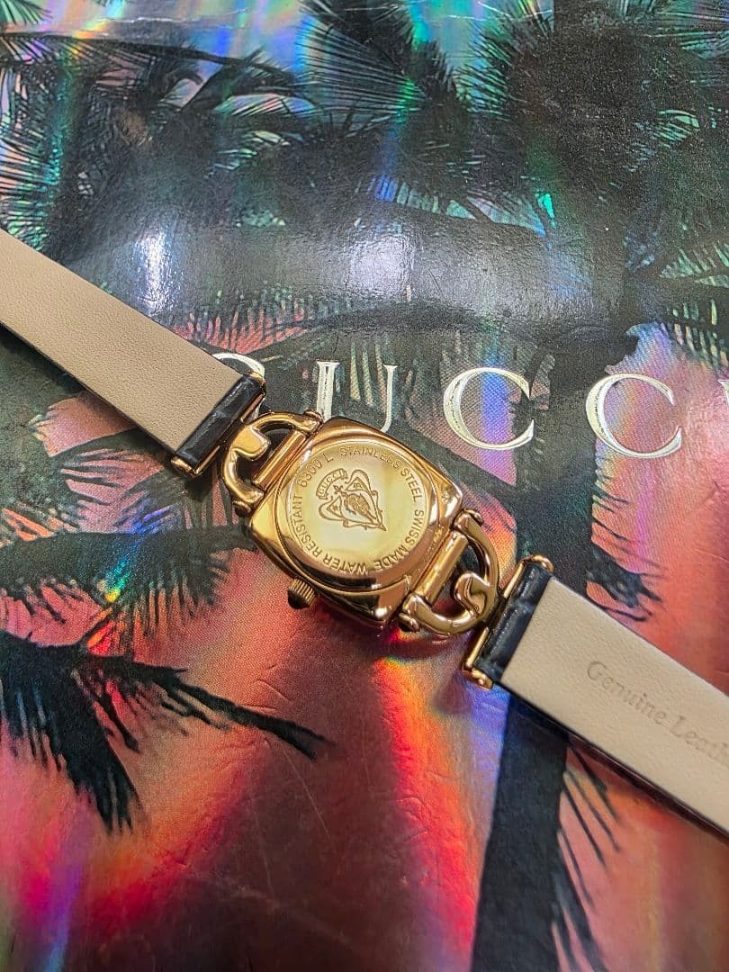 Gucci 6300L Gold Dial Blue Leather Quartz Watch Pre-Owned