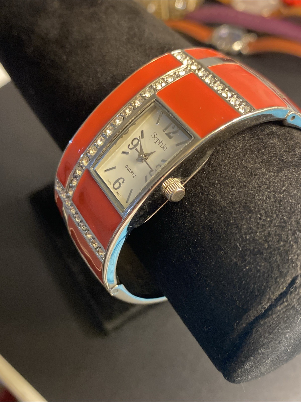Sophie Bangled Watch Red & Silver Tone New Battery