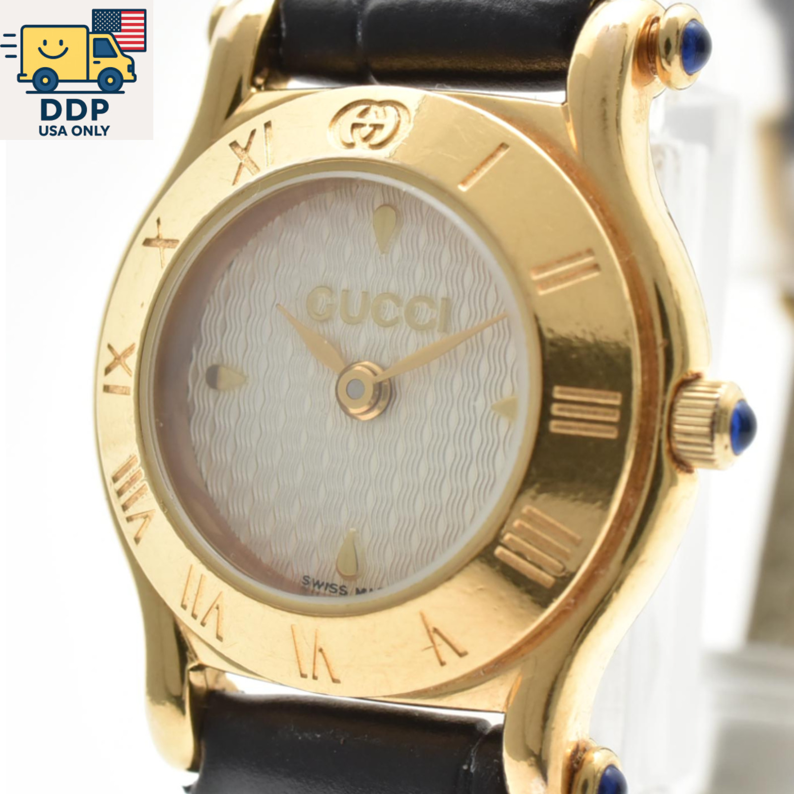 Vintage GUCCI 6500P Gold Dial Quartz Women’s Watch Swiss Made From JAPAN [Exc+5]