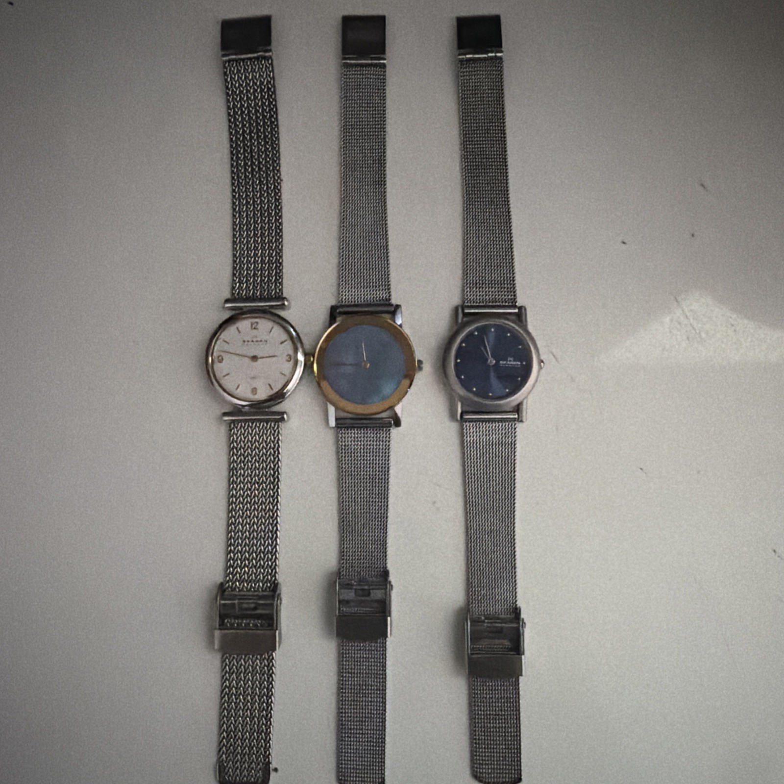 Lots of 3 Skagen Watches Women’s Silver Tone Stainless Steel Mesh Band MOP Dial