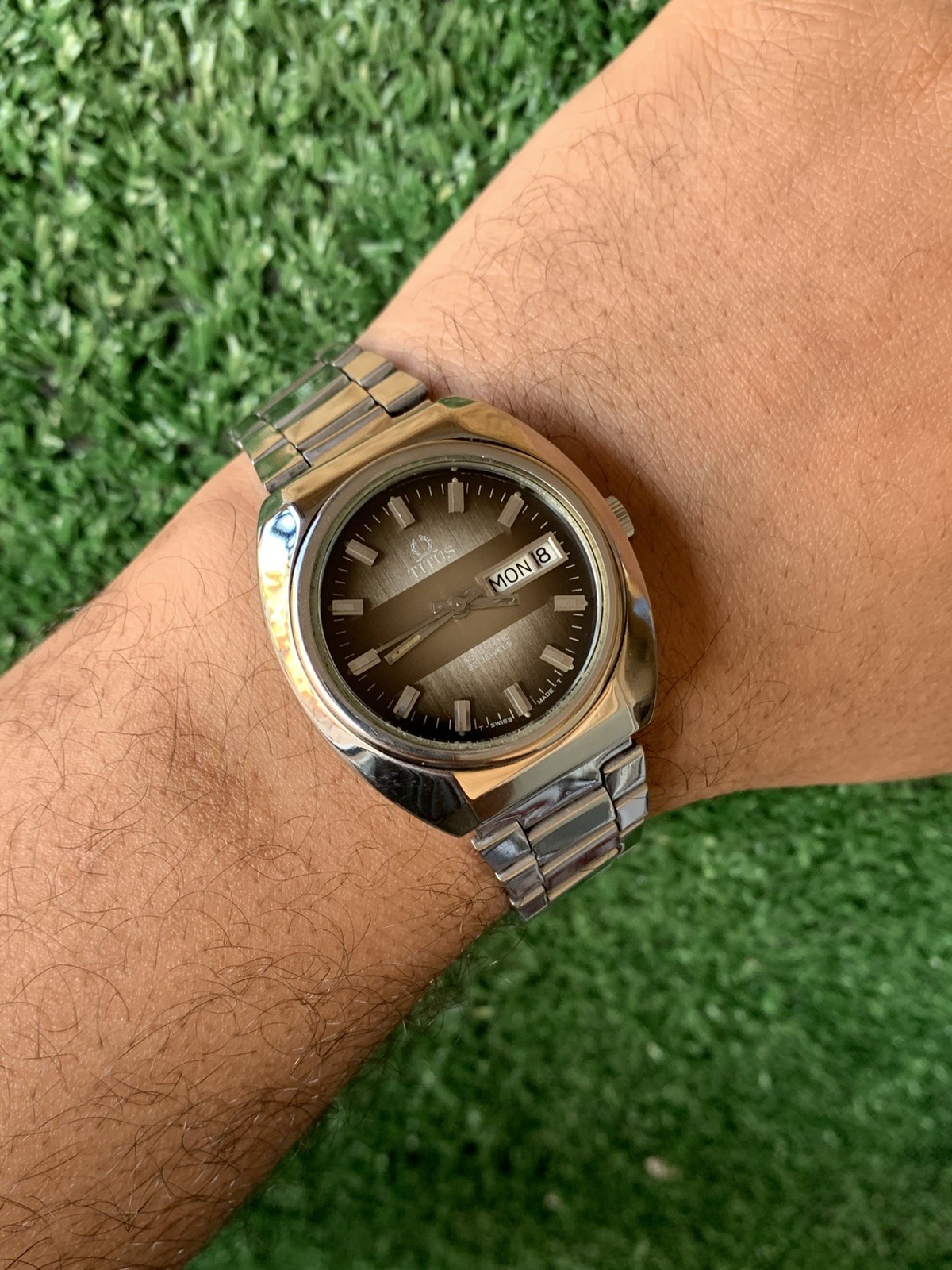 Vintage Solvil et Titus Geneve Automatic Watch 38mm Gradient Dial 25J Swiss Made