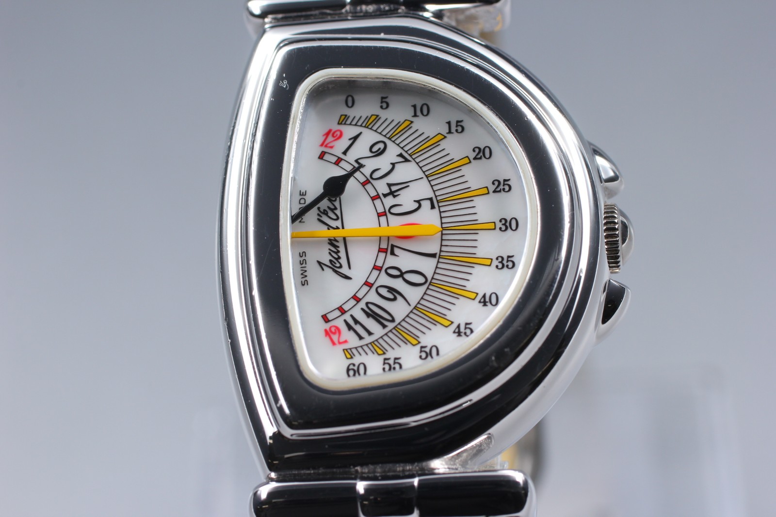 Vintage [Exc+5] Jean d’eve Sectana Silver 24mm Yellow Women’s Quartz Watch JAPAN