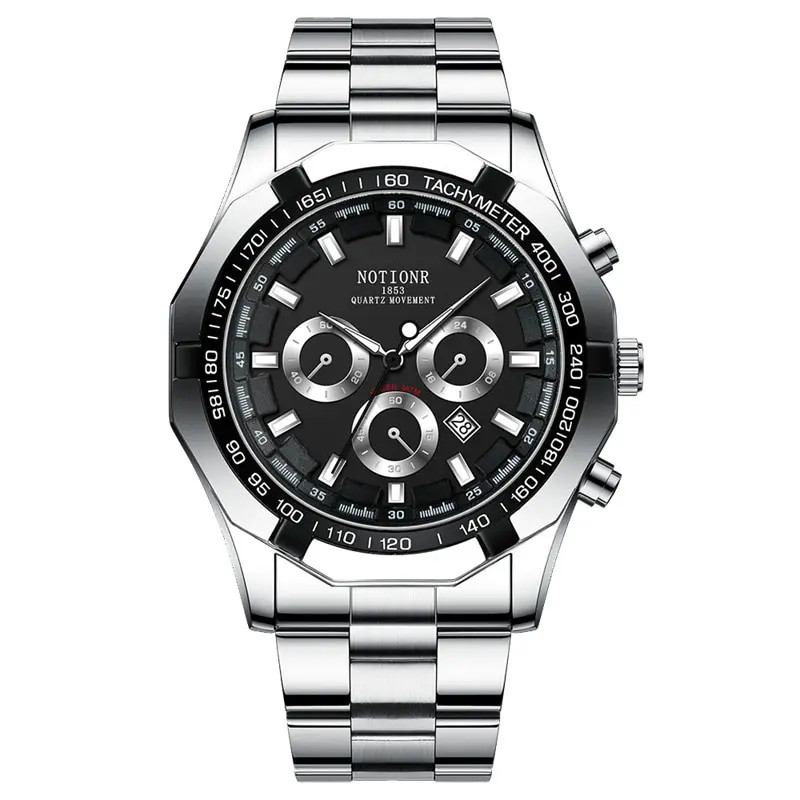 Luxury Men’s Stainless Steel Waterproof Quartz Sport Watch with Calendar