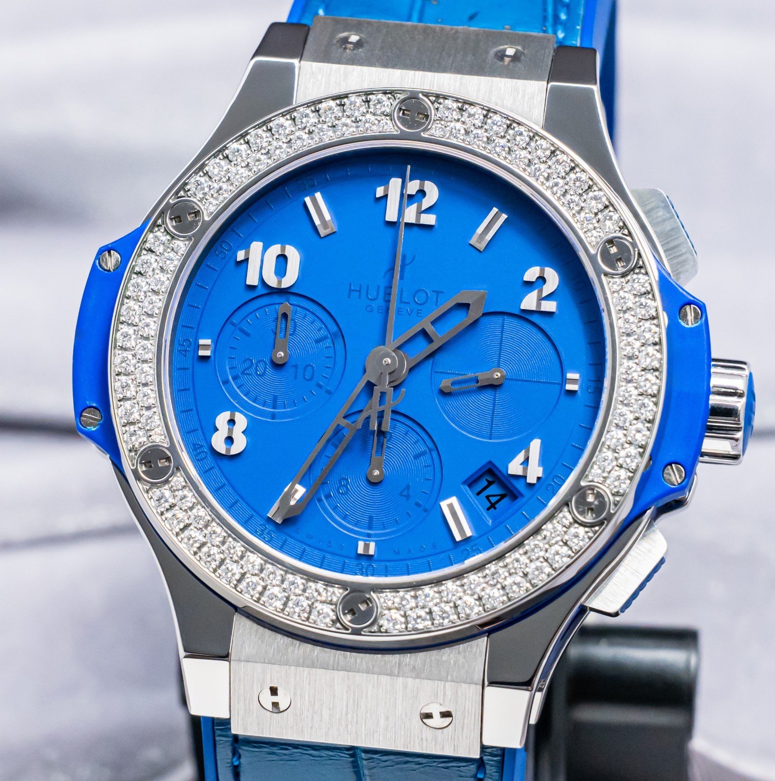 Hublot Big Bang Tutti Frutti Blue 41mm $26K MSRP Diamonds 341.SL.5190.LR.1104