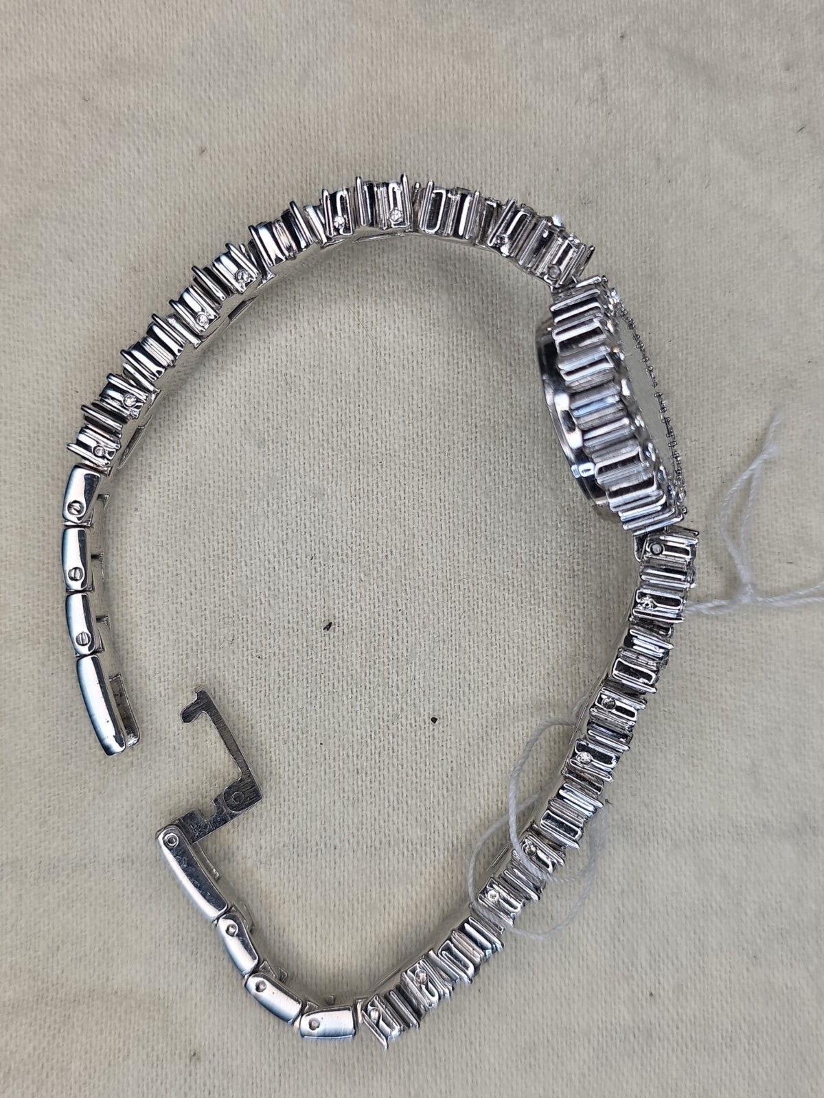 Anne Klein II quartz watch10/3613 Luxury Silver Diamond tennis Bracelet RUNS