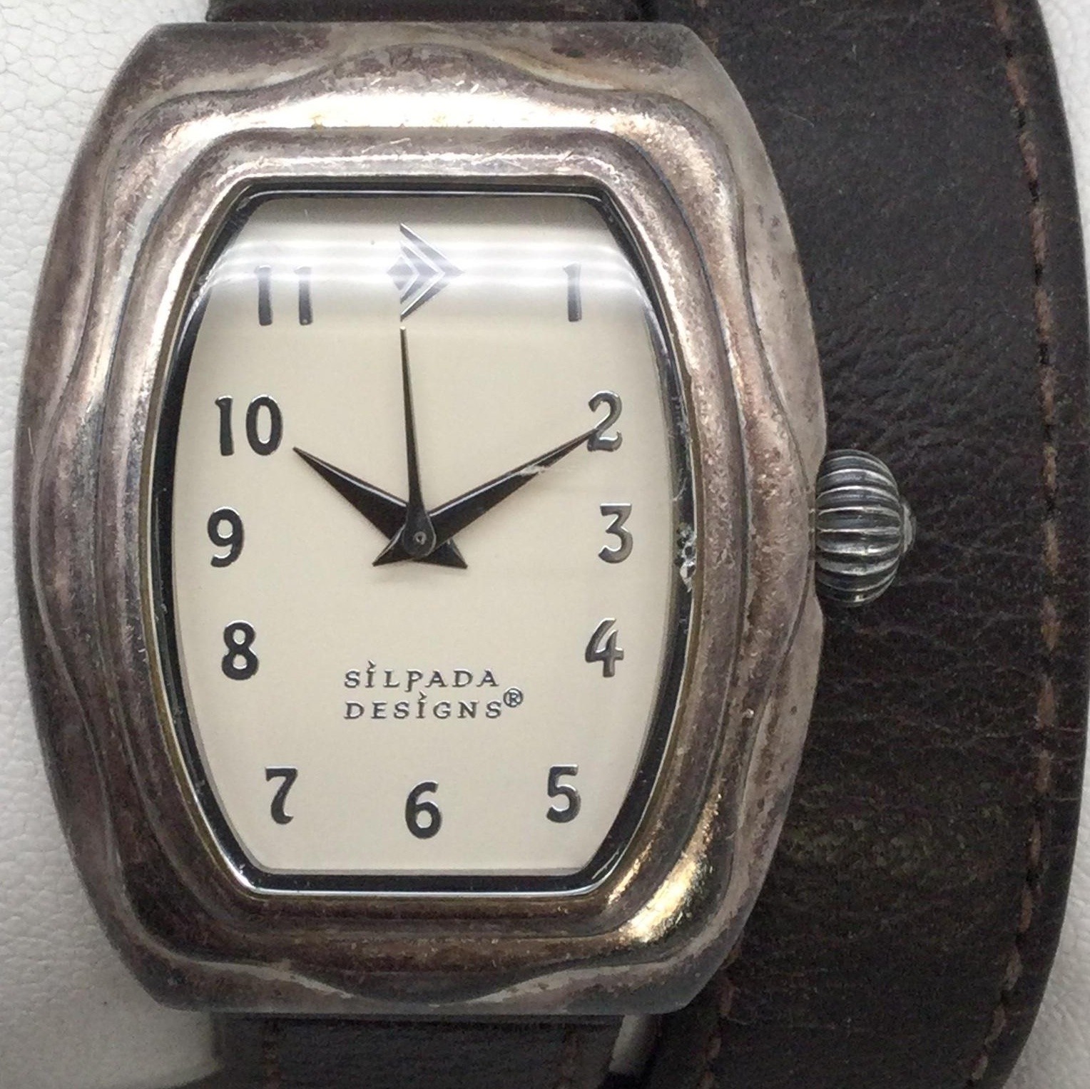 Silpada Designs Womens Watch 30mm Cream Dial Brown Leather Wrap Band New Battery