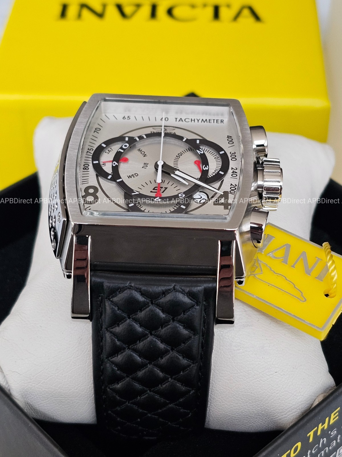 Invicta – S1 Rally – Swiss Z60 Chronograph Silver / Black Leather Mens Watch