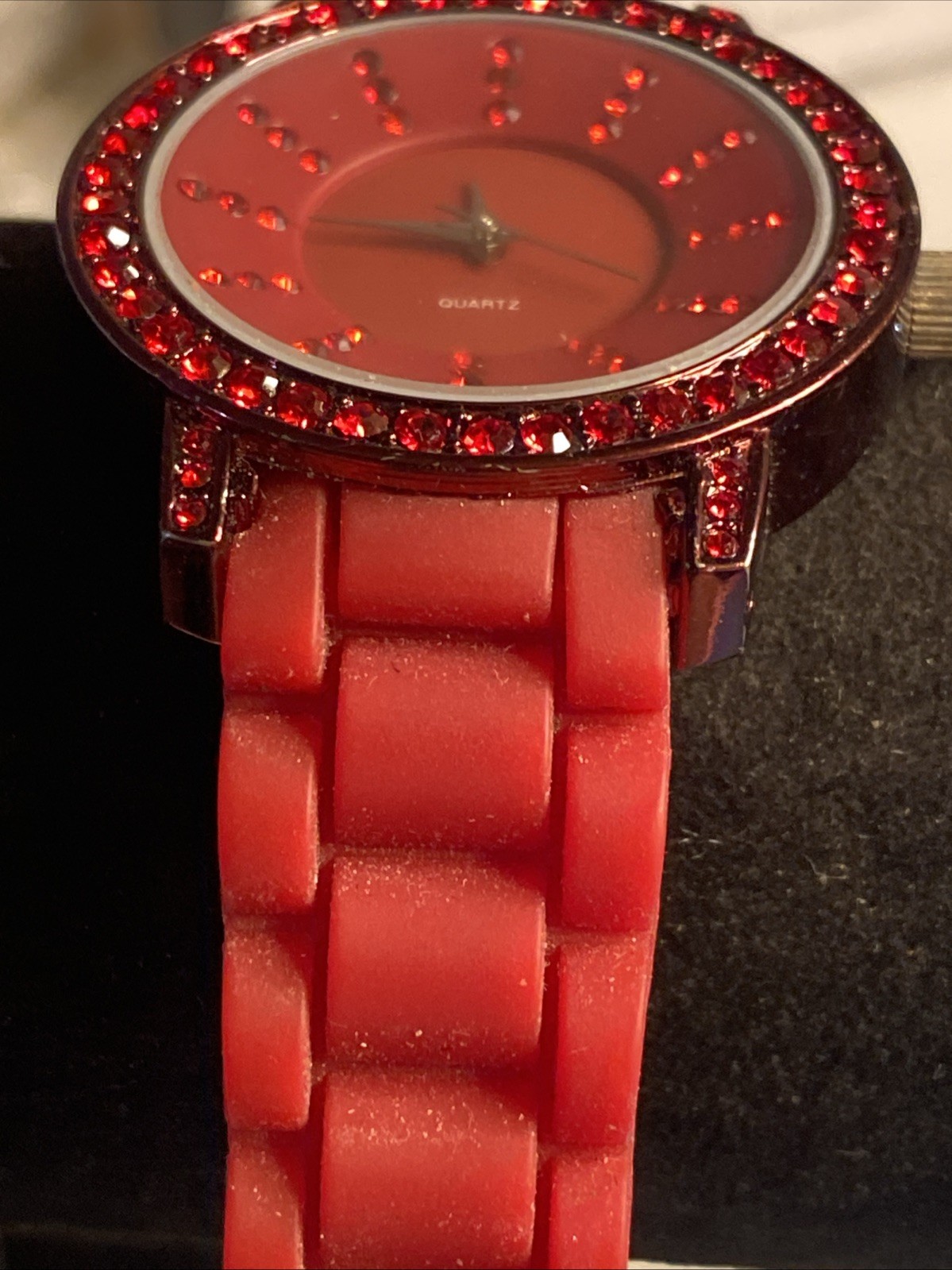 Women’s Xhilaration Analog Silicone Strap Red Tone Watch New Battery