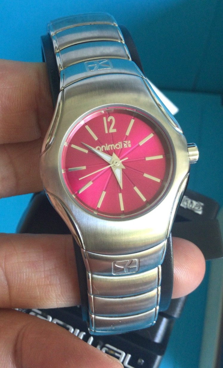 Vintage Ladies Animal Watch ‘Hot Pink Face’ metal strap