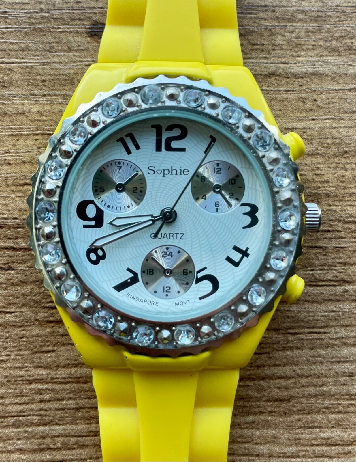 Sophie Quartz Watch Rhinestone Sub Dials New Battery – Working