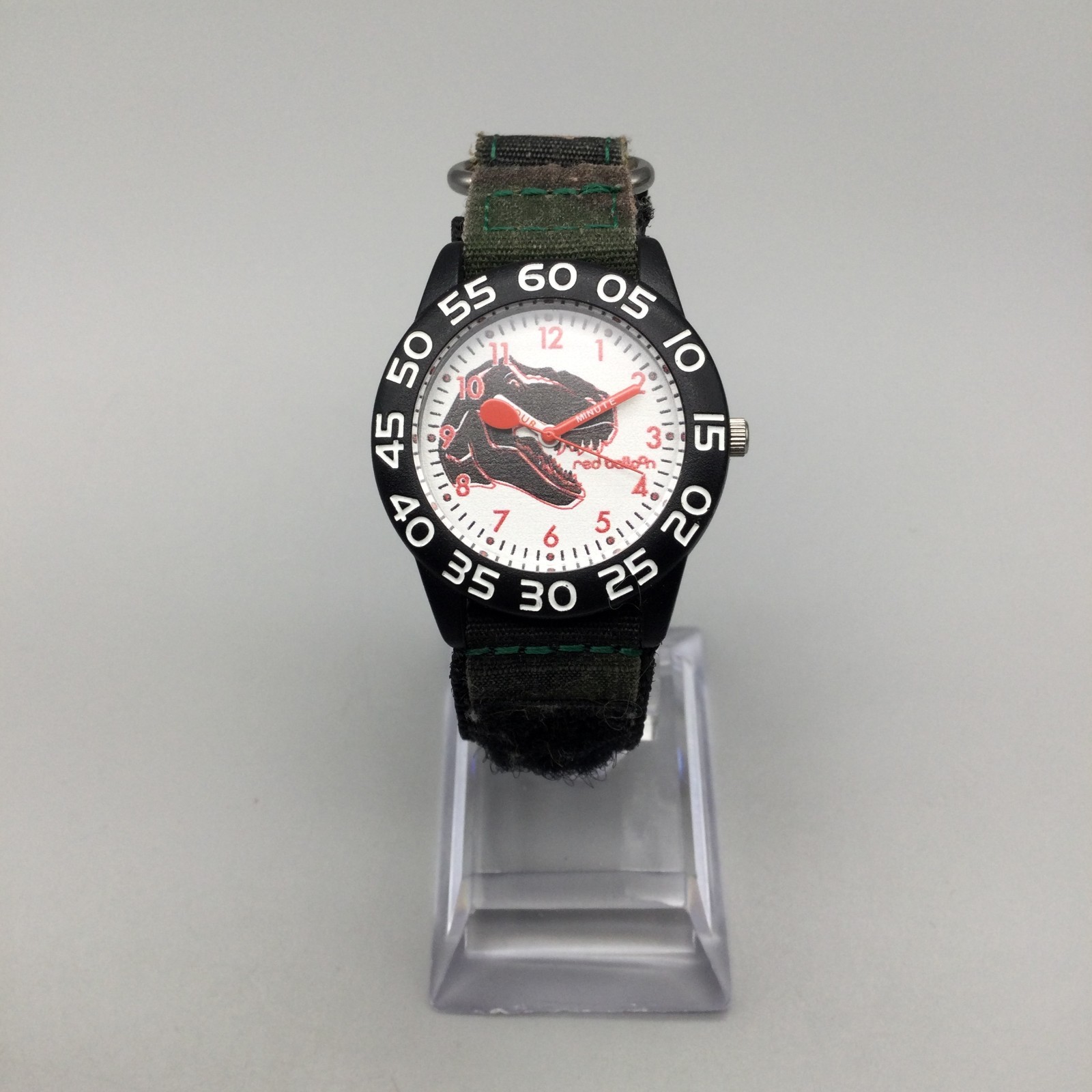 Red Balloon T Rex Time Teller Watch Kids Boy 32mm Black Tone Nylon Band