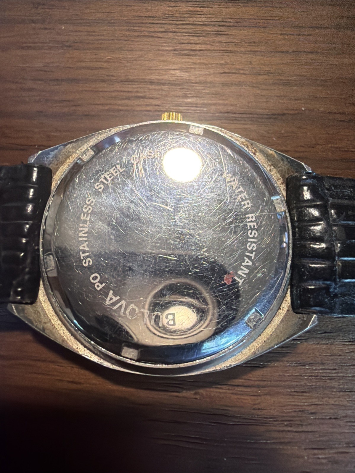 Vintage Bulova Men’s Quartz Watch DayDate Display Needs New Battery Leather Band