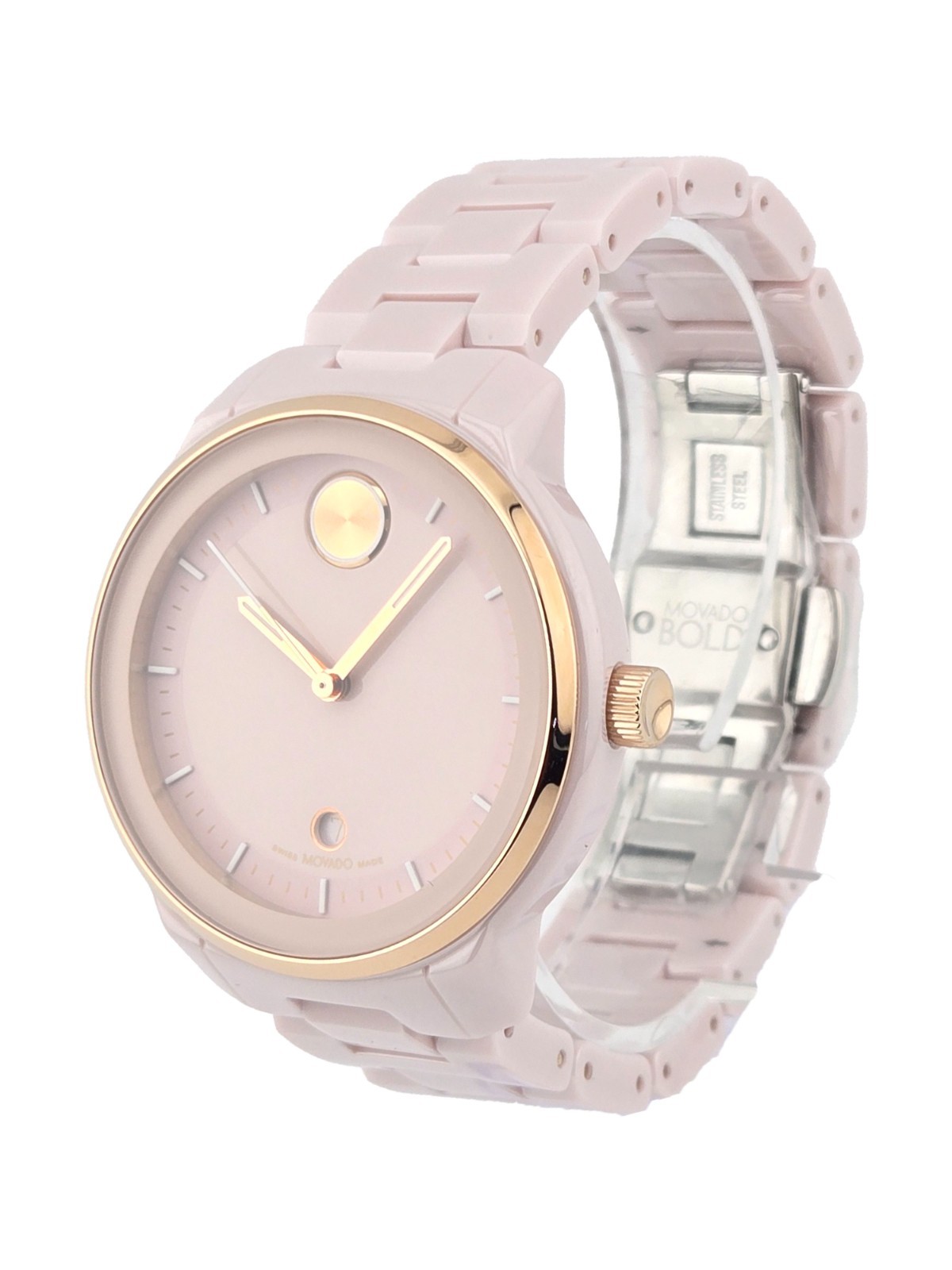 Movado Bold Verso 3600935 Blush Dial Ceramic Bracelet Women’s Watch