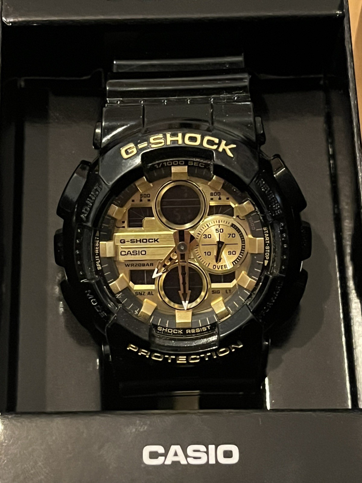 Casio G-SHOCK Black/gold Resin Analog-Digital Men’s Watch – GA140GB-1A1
