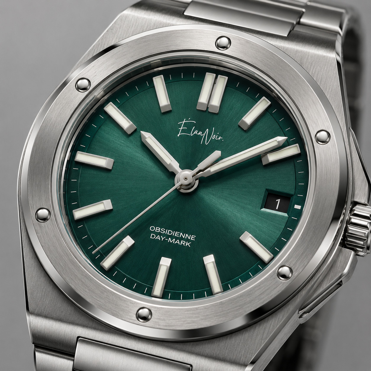 Élan Noir Obsidienne Automatic Men’s Watch 41mm Green Dial Steel NH35 Sapphire