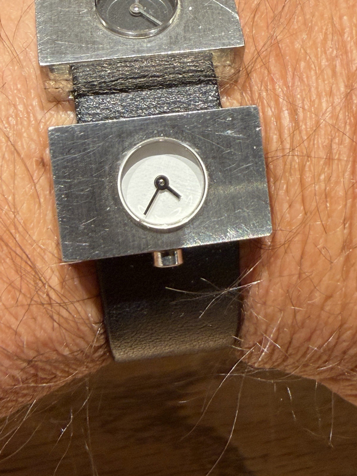 Vintage Milus One O’Clock Paul Junod Swiss Design Twin Dial Wrist Watch