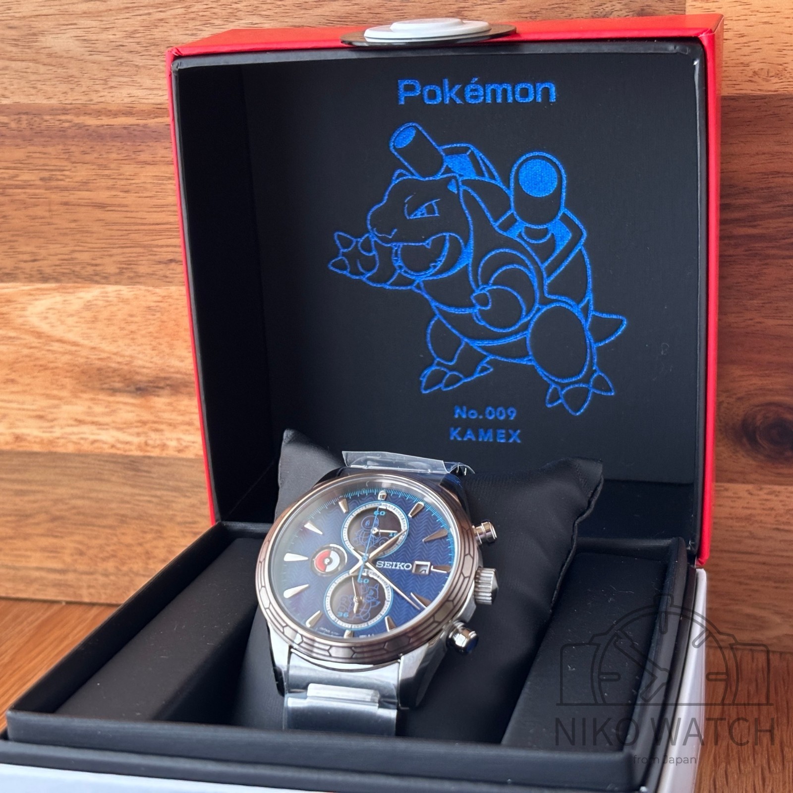 SEIKO x Pokemon Solar Chronograph Watch Blastoise blue SBPY162 Limited 700 [New]