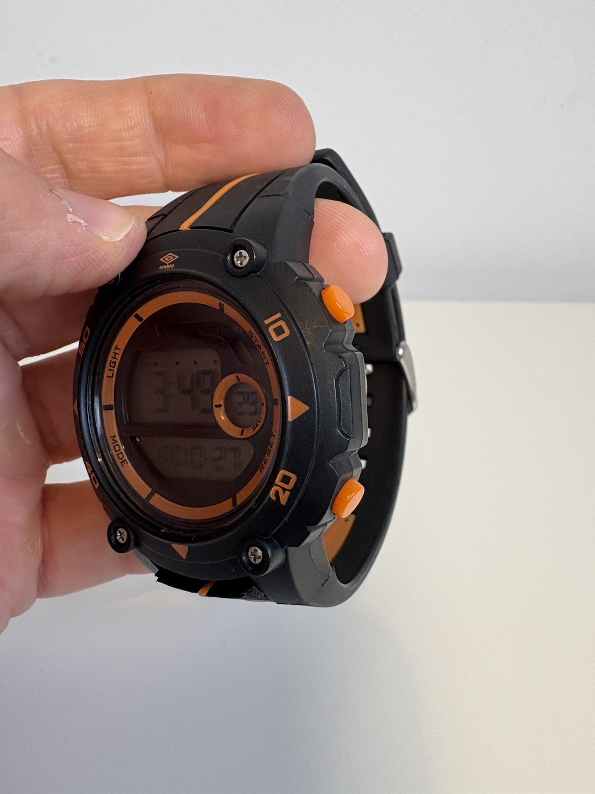 Umbro U924B Digital Sports Watch Black/Orange Stopwatch Alarm Date Strap Damaged
