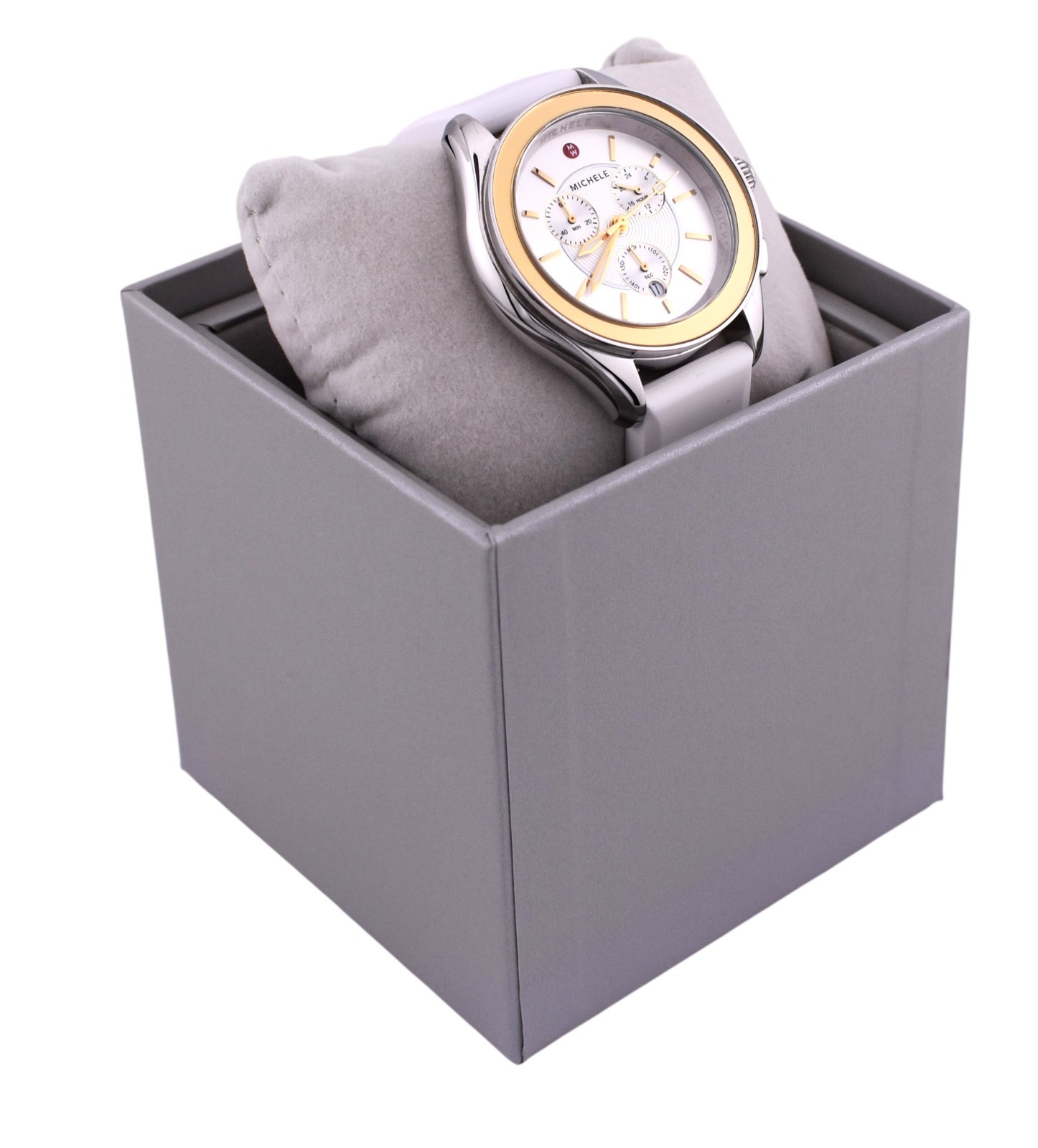Michele Cape Silver Dial White Rubber Strap Women’s Watch MWW27E000010