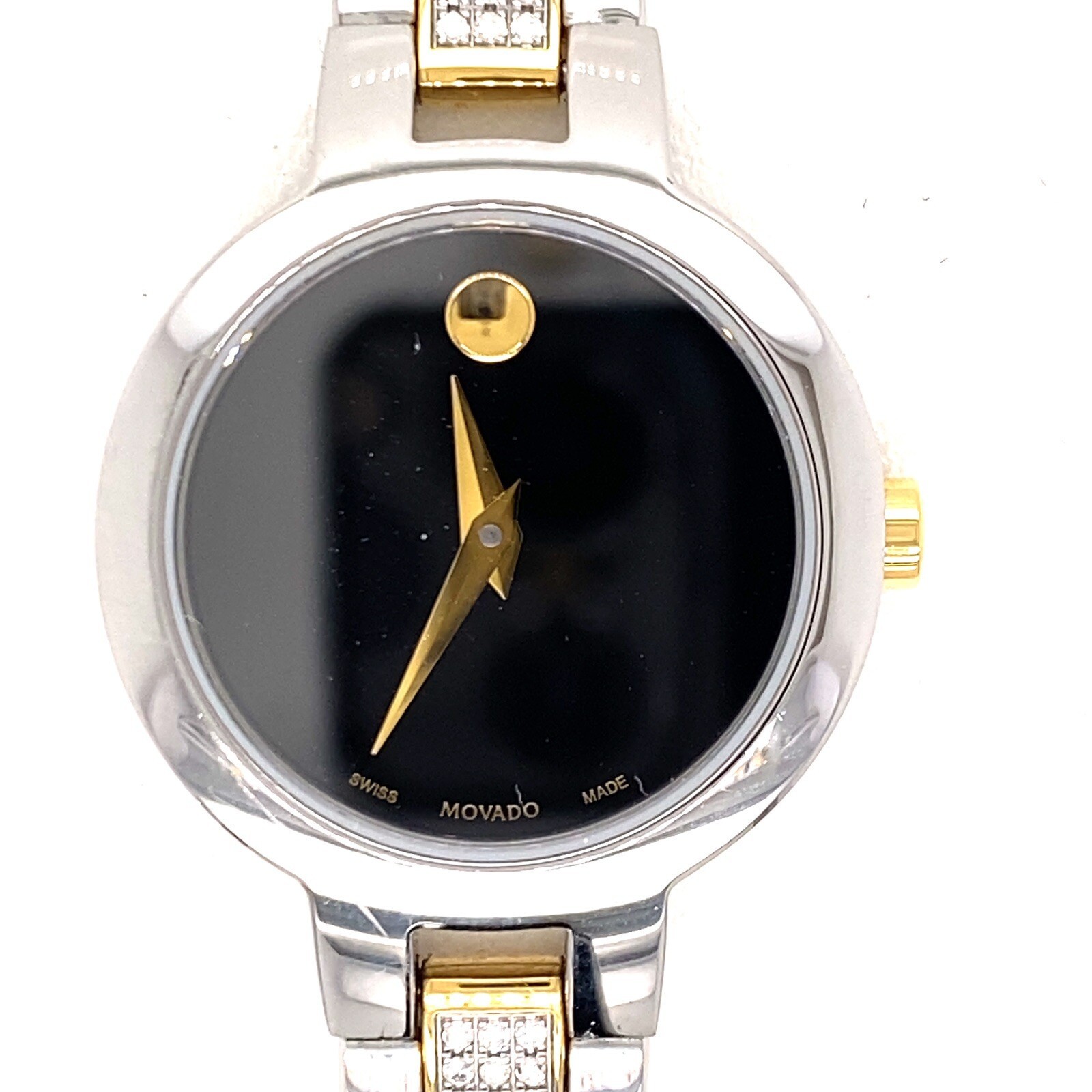 NEW MOVADO AMOROSA 18 DIAMOND TWO TONE BLACK DIAL BANGLE LATEST MODEL SRP $1395