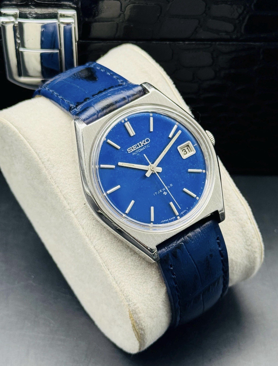 Vintage Seiko 5 Men’s Automatic / 6308-8000 / Blue Genuine Leather Band