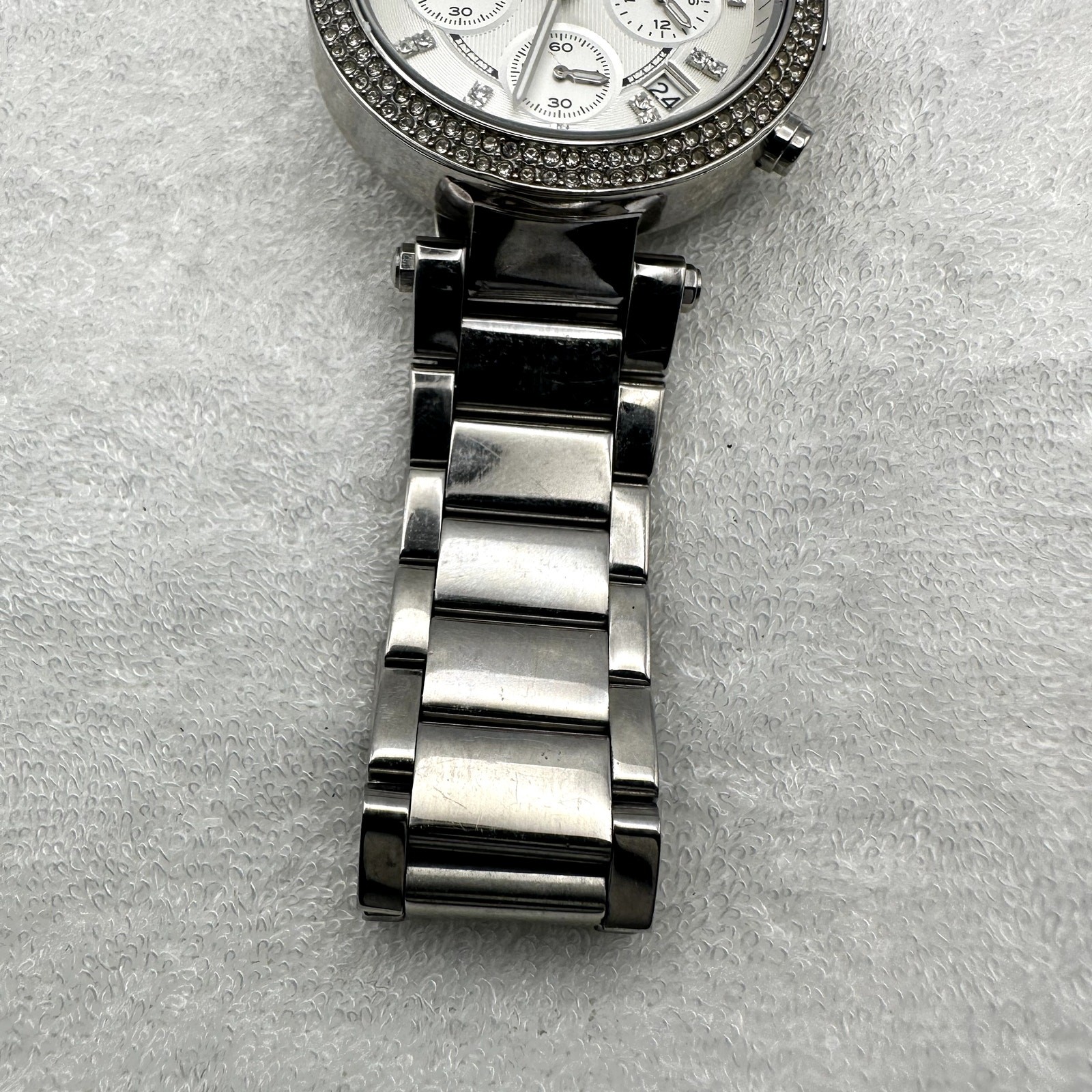 Michael Kors MK5353 Silver-Tone Crystal Bezel Chronograph Quartz Watch