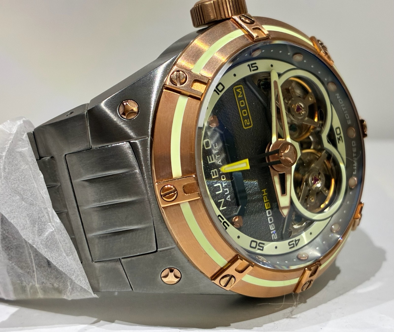 NUBEO GALILEO AUTOMATIC LE GRANITE GOLD 49MM AUTOMATIC WATCH MSRP: $1,100 (NEW)