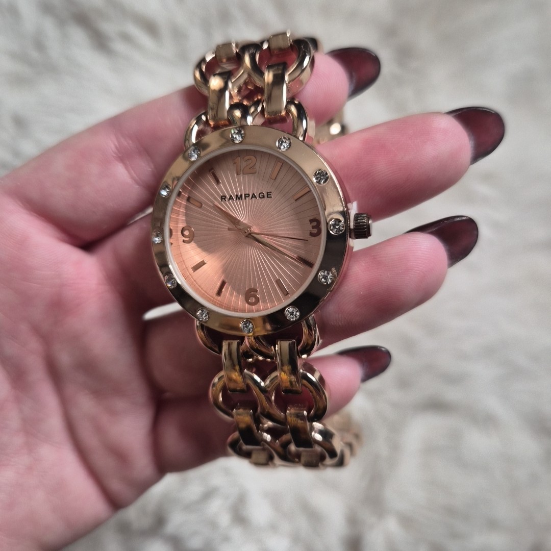 Rampage Watch Y2K Style Gold Tone Tound Face Chain Band School College Party
