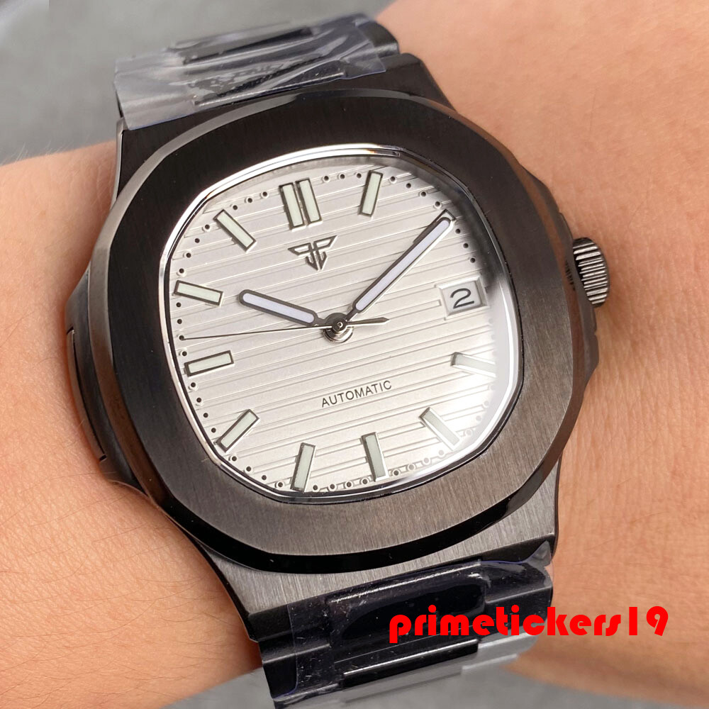 Tandorio 40mm Black Pvd Square NH35A Date Automatic Watch for Men Sapphire Lume