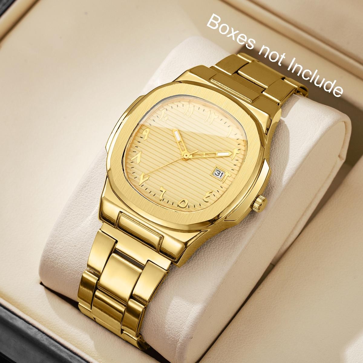 Luxury Men Business Watches Fashion Square Dial Stainless Steel Strap