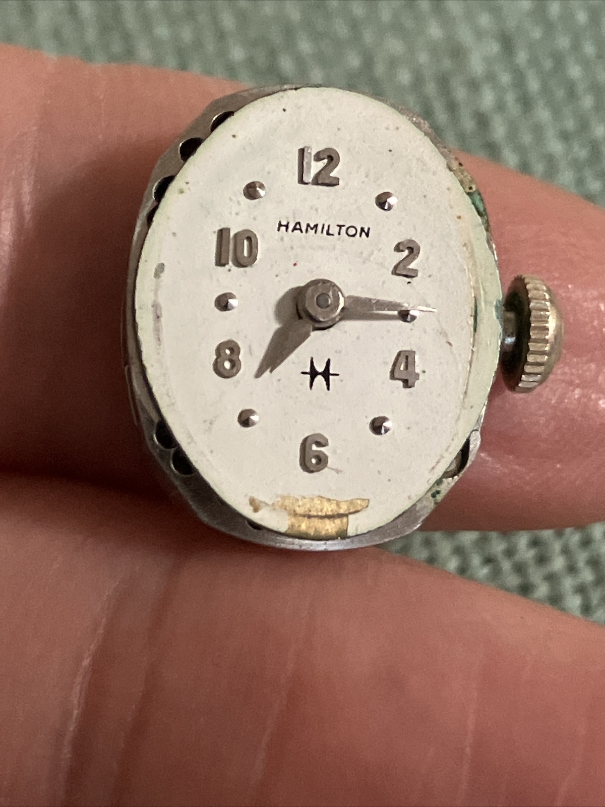 VTG Small HAMILTON Watch Face Only 22 Jewels AS IS