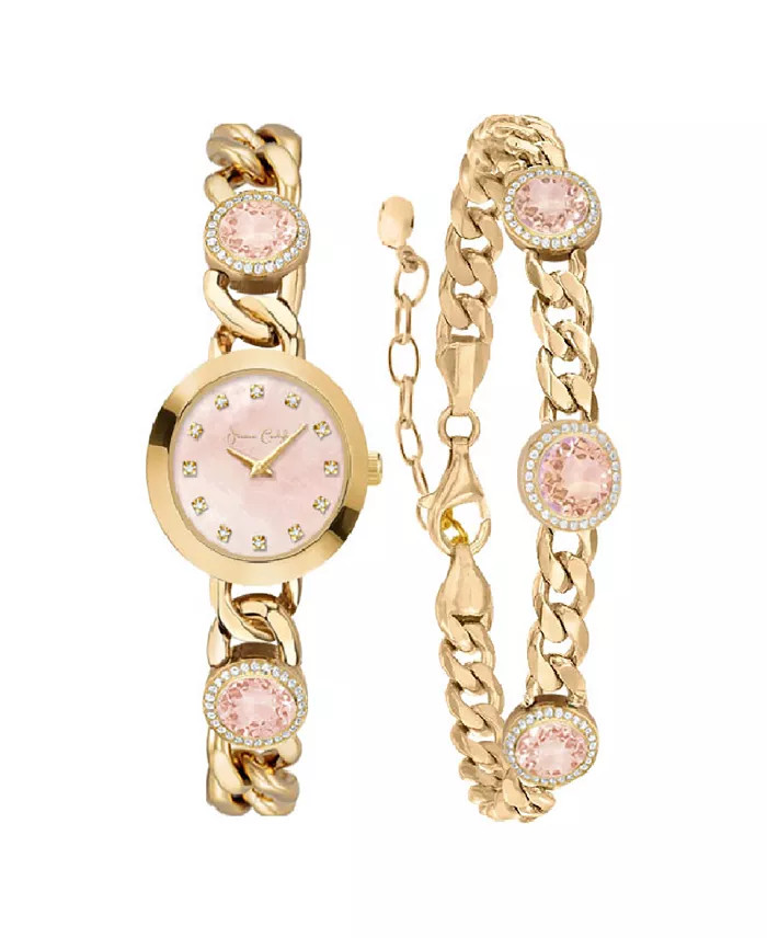 Jessica Carlyle Women’s Quartz Gold-Tone Alloy Watch 22.55mm Gift Set NEW