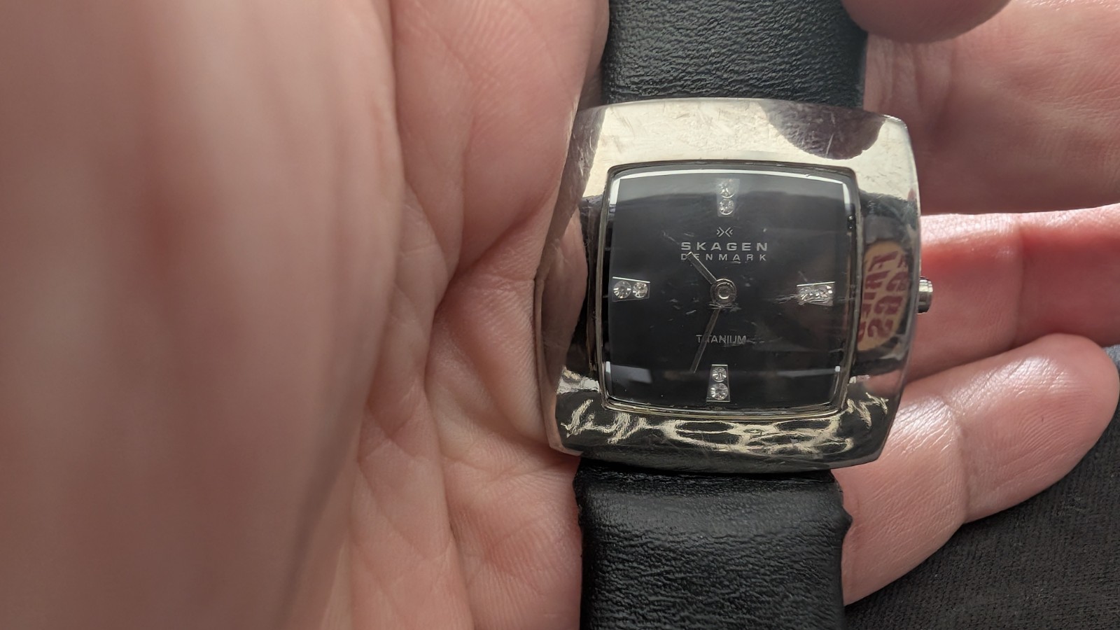 Skagen 570STLB Quartz Titanium Black MOP Leather Womens Watch