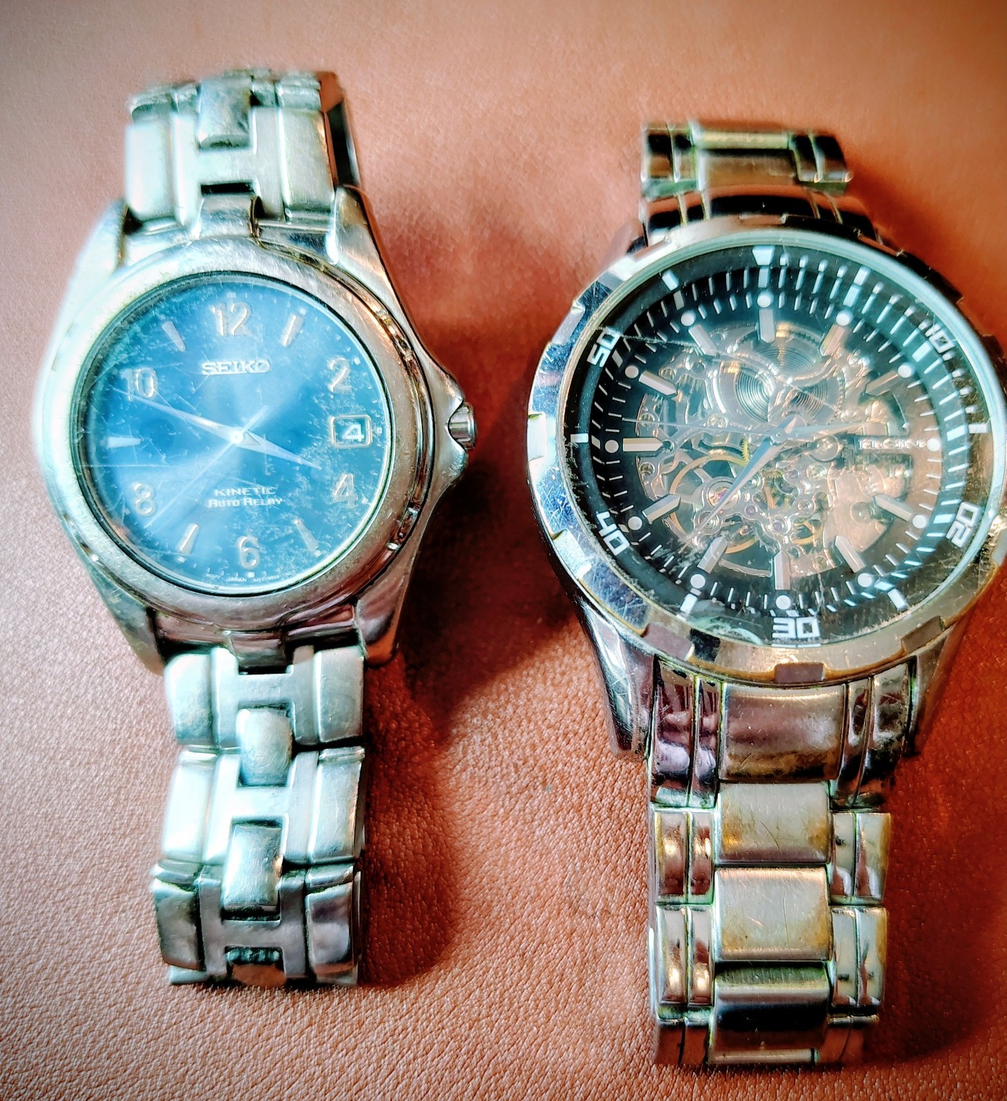 Mens Watches Elgin Skeleton , Seiko Kinetic