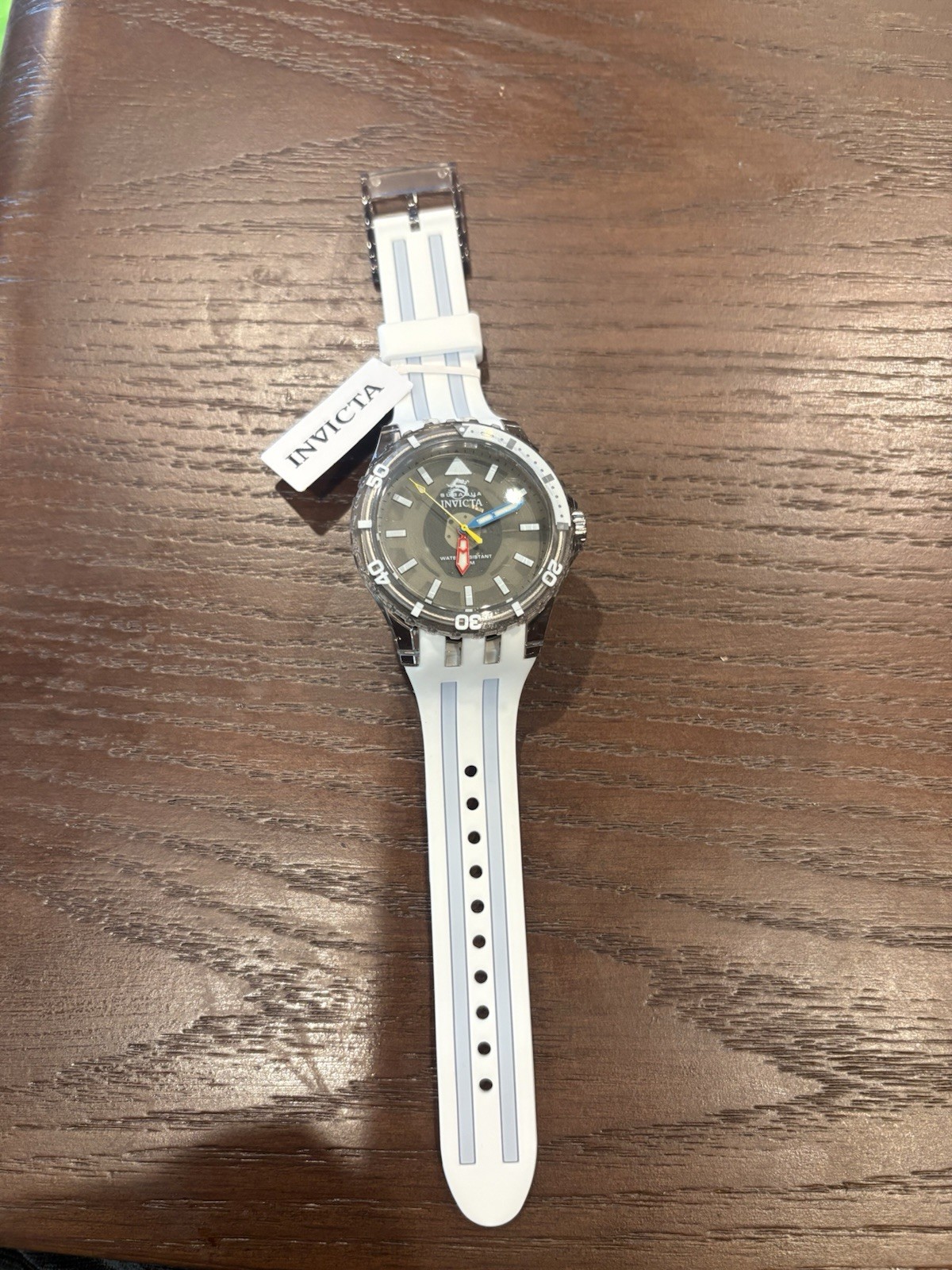 Invicta Subaqua Quartz Diver SS Silver Unidirectional Bezel White/Blue Strap