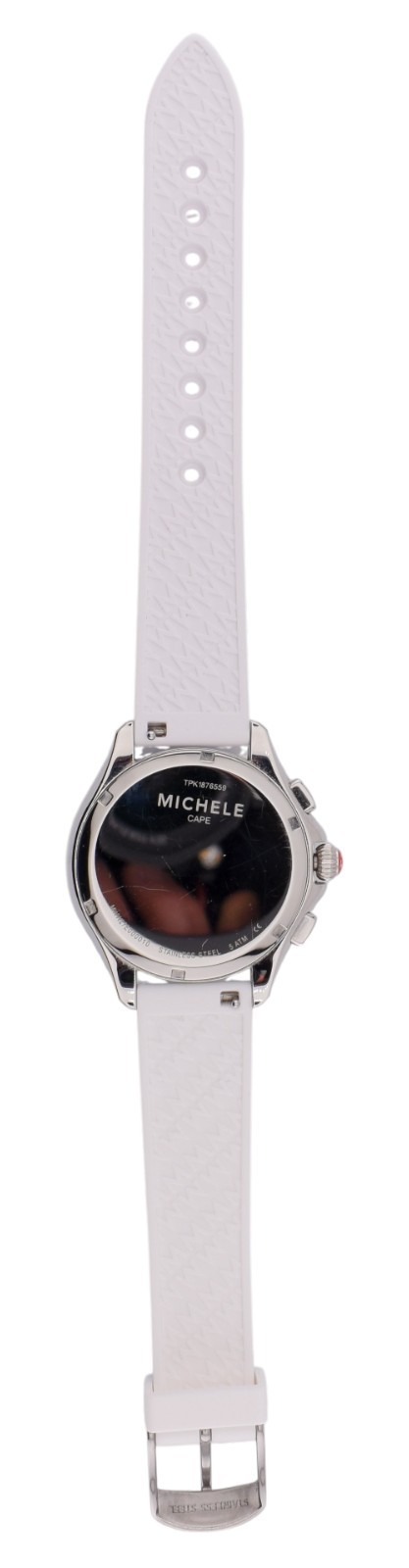Michele Cape Silver Dial White Rubber Strap Women’s Watch MWW27E000010