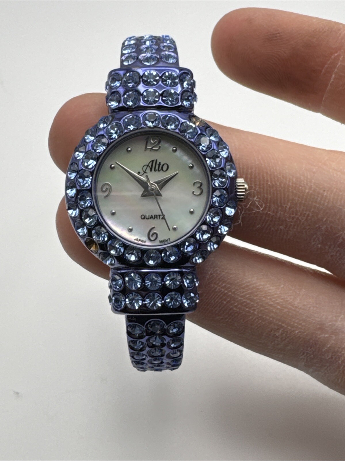 Womens Alto Quartz Watch Blue Gem Band