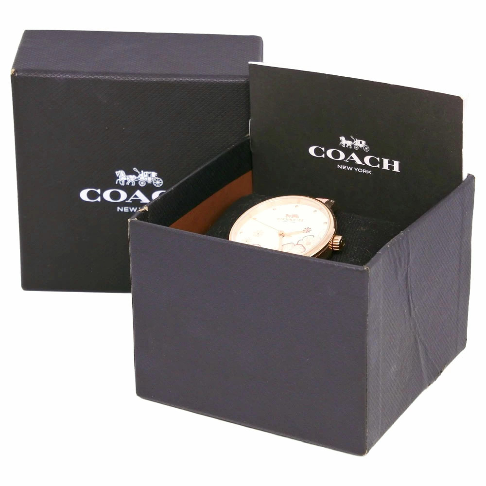 COACH CA.113.7.34.1539 White Case Size 42mm x 36mm Ladies Used Watch #61016