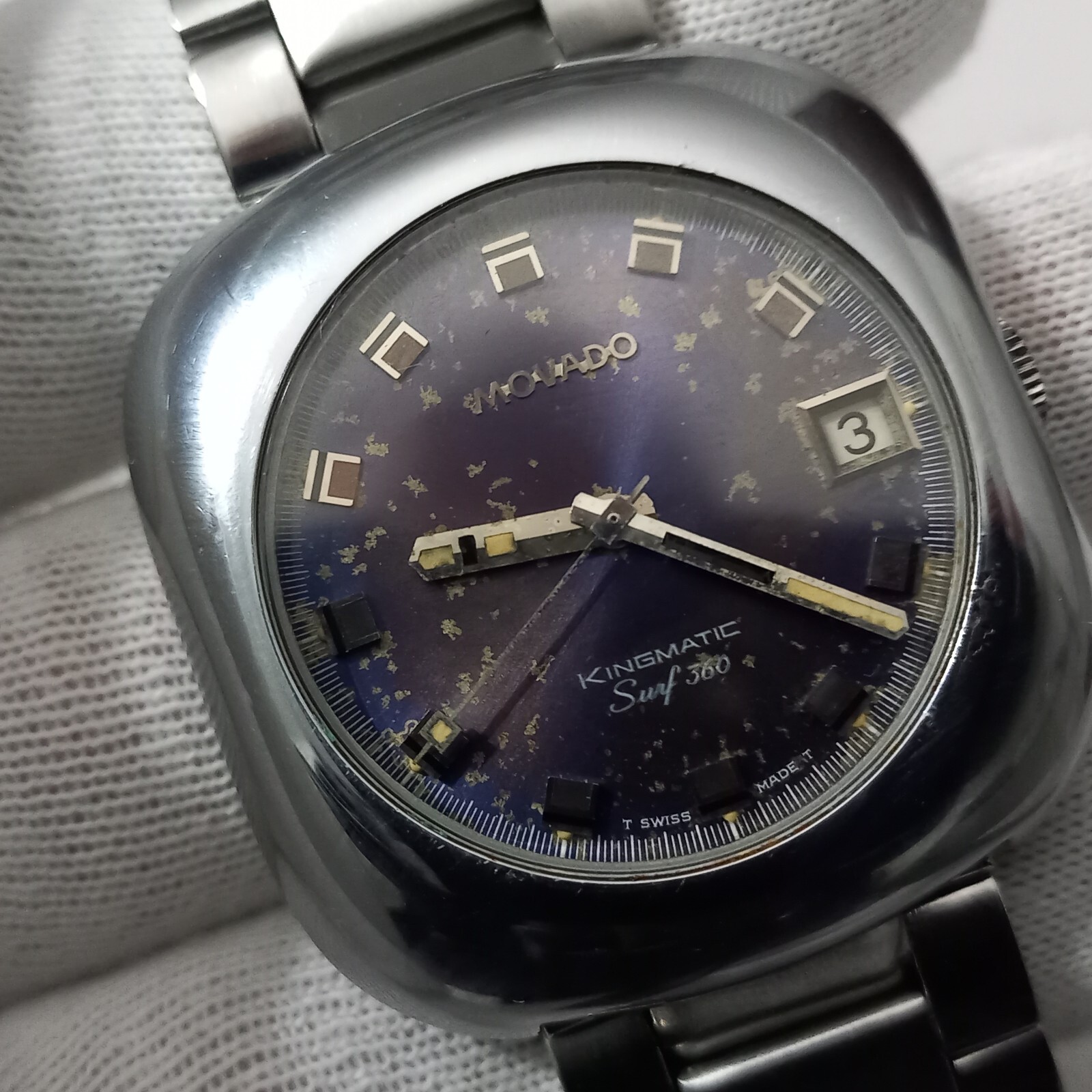 MOVADO KINGMATIC SURF 360 SUB-SEA 10ATM + ORIGINAL 1969 GAY FRERES BRACELET