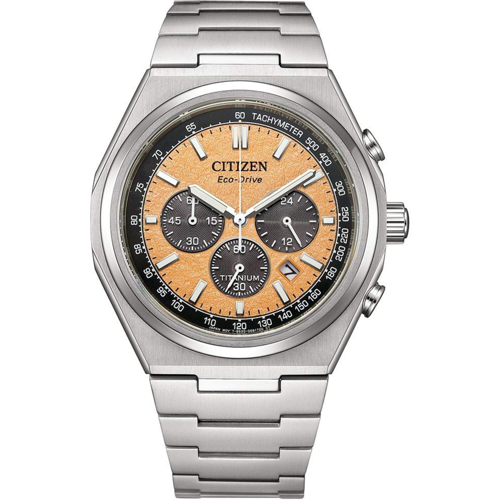 Citizen Men’s Watch Zenshin Eco-Drive Orange Dial Titanium Bracelet CA4610-85Z