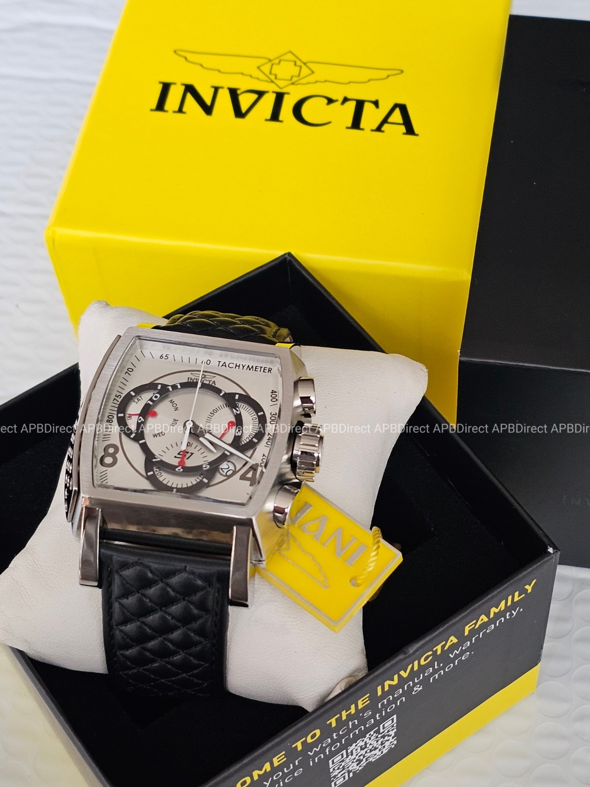 Invicta – S1 Rally – Swiss Z60 Chronograph Silver / Black Leather Mens Watch