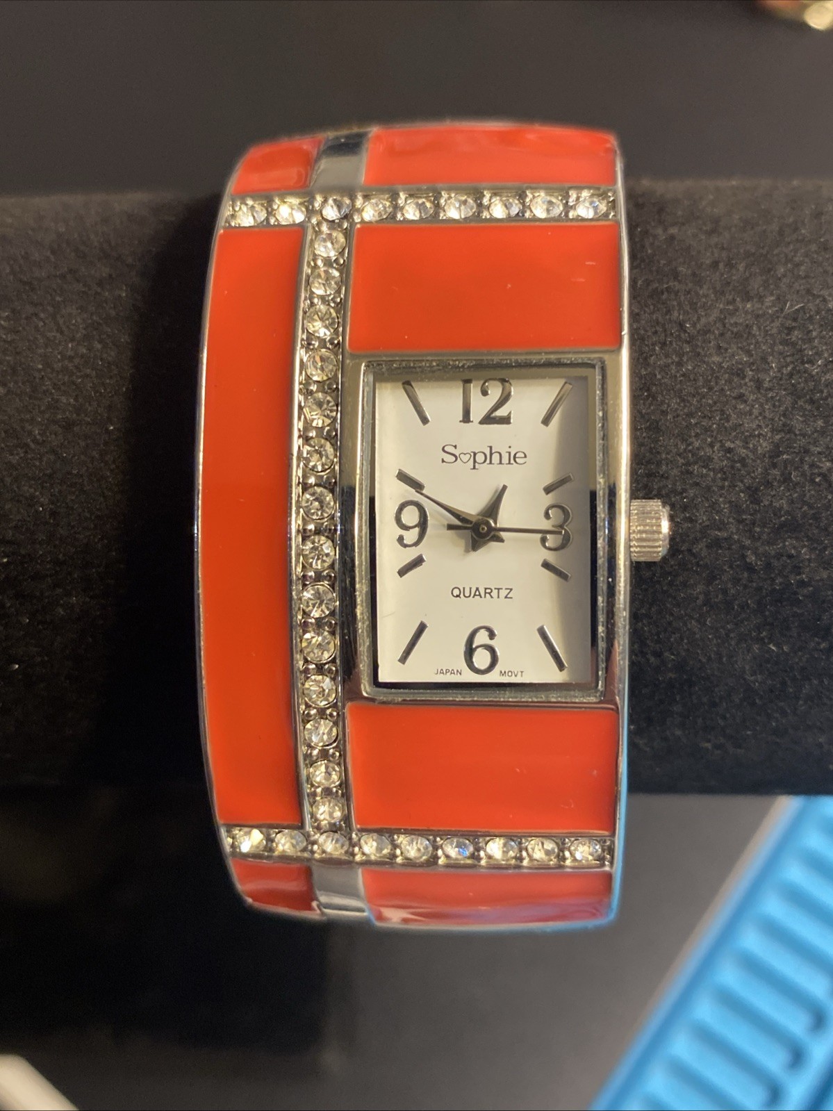 Sophie Bangled Watch Red & Silver Tone New Battery