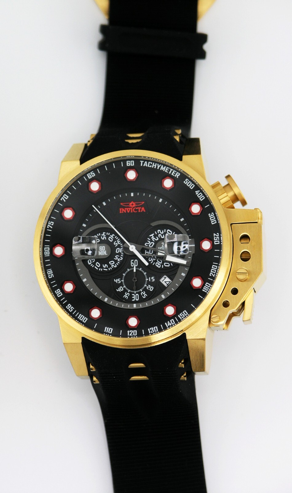 NEW INVICTA 25272 I FORCE BOMBER CHRONOGRAPH BLACK DIAL GOLD STEEL WATCH