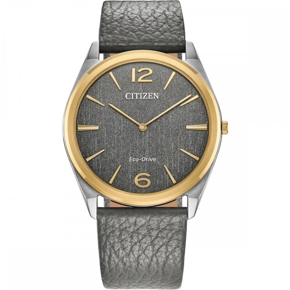 Citizen Eco-Drive Men’s Grey Dial Leather Strap Stiletto Watch AR3124-07H