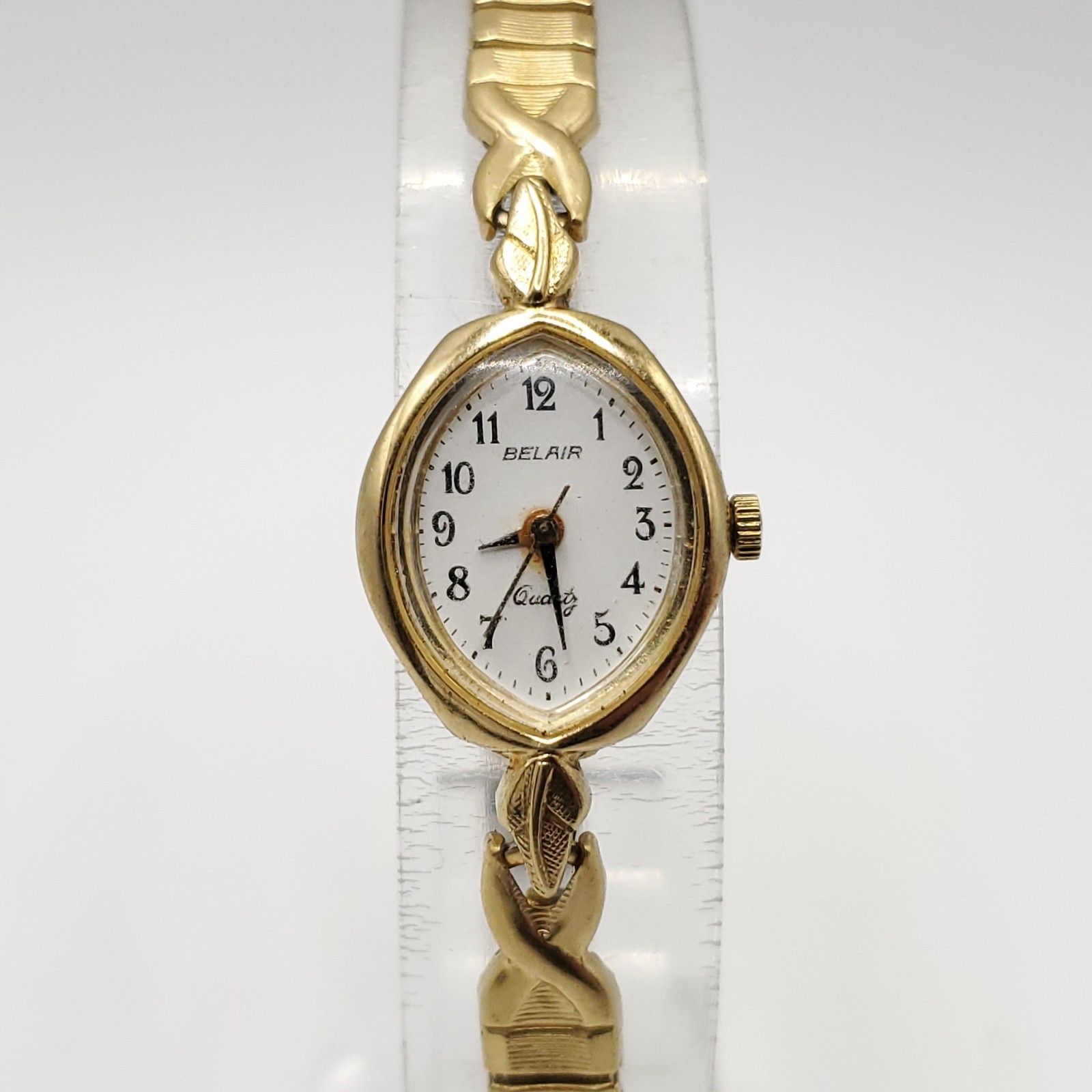 Belair Quartz Ladies Watch 16mm For Parts Or Repair Gold Tone Stretch Band