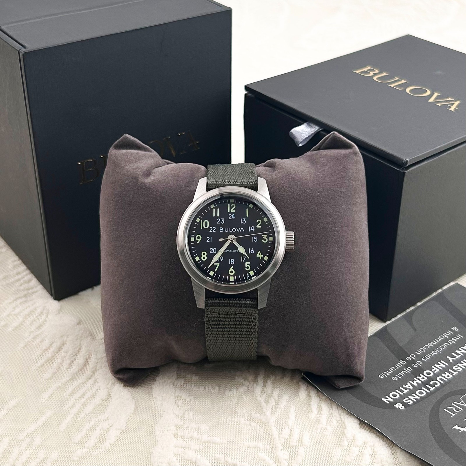 Bulova Men’s 96A259 Military VWI Special Hack Black Dial Automatic Watch 38mm