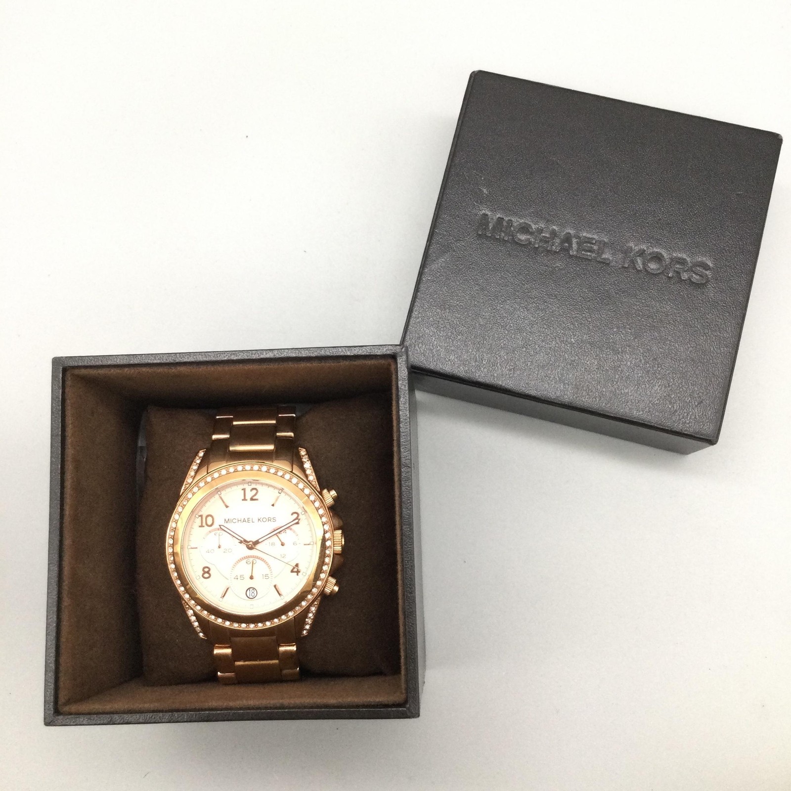 Michael Kors Blair MK-5353 Womens Watch 41mm Rose Gold Tone Chronograph Box