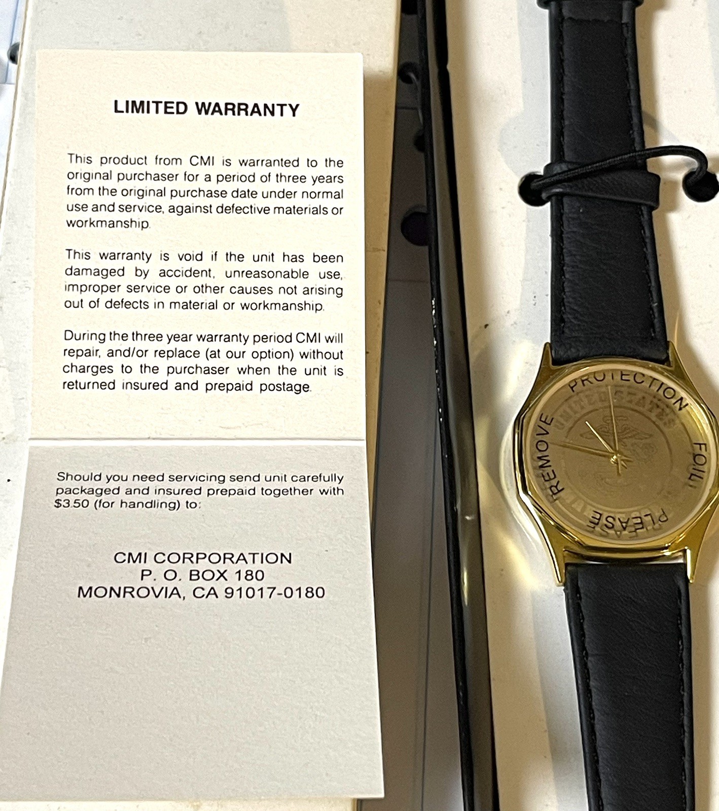 Vintage USMC United States Marine Corps Wrist Watch NOS Box Needs Battery Sweda
