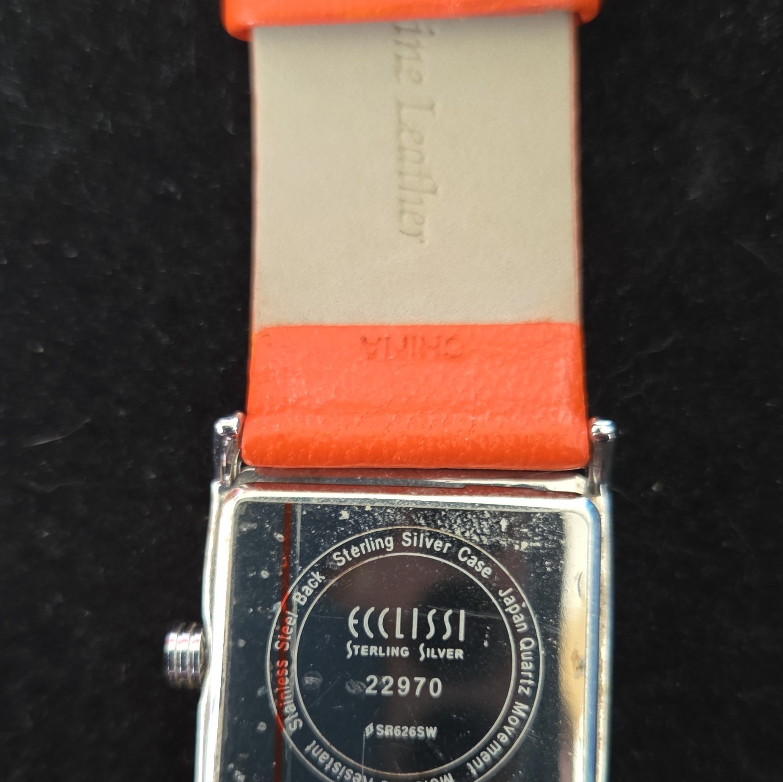 Ecclissi Women’s Quartz Analog Dress Watch Square Sterling Silver Orange Strap